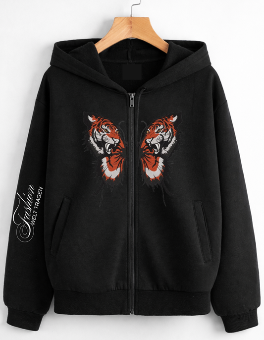Twin Fury Tiger Zipper Hoodie